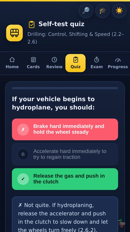 Quiz question with three choices and an explanation